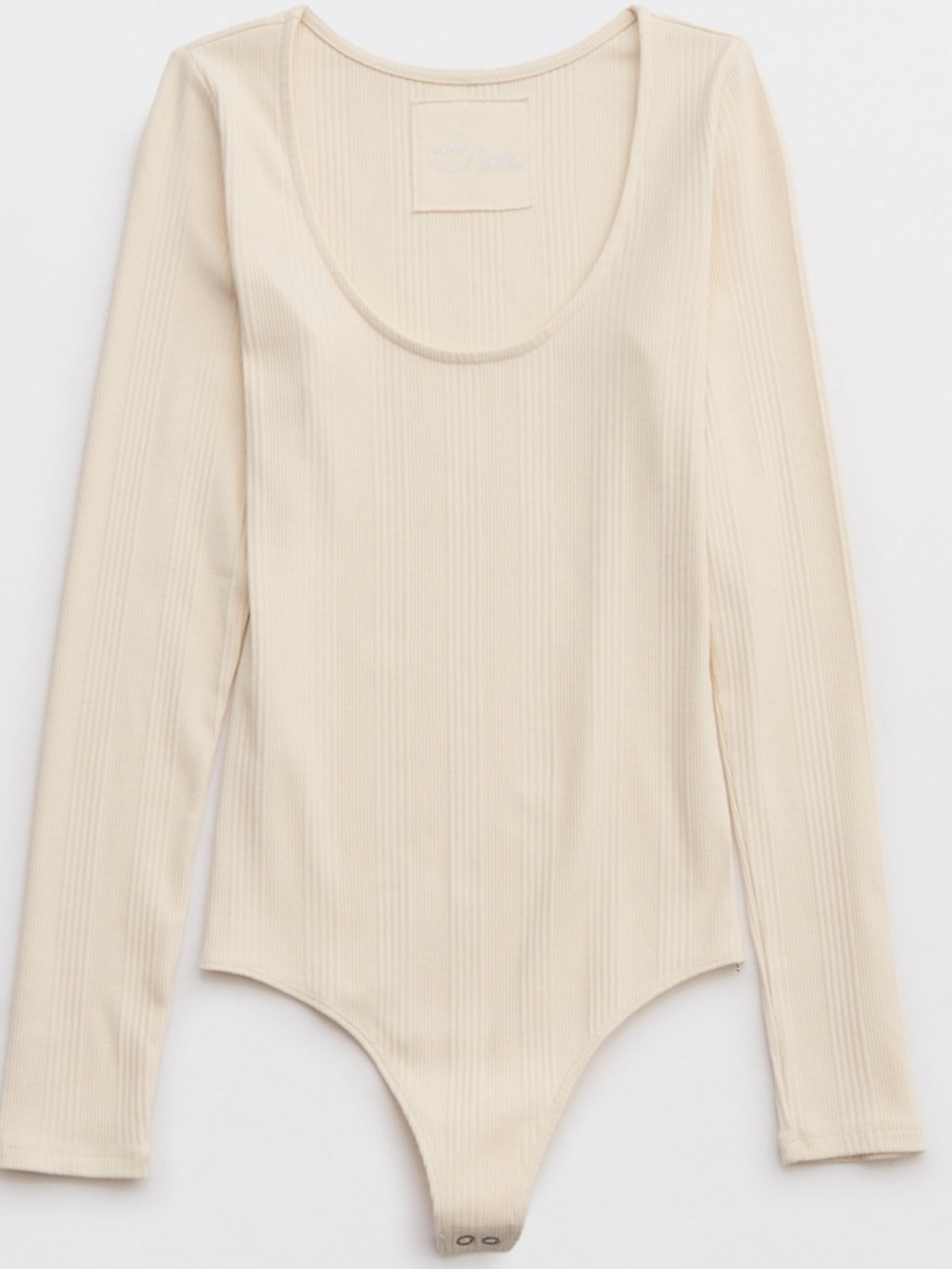 NWT | aerie Ribbed Scoop Neck Long Sleeve Bodysuit in Cream | Size XL